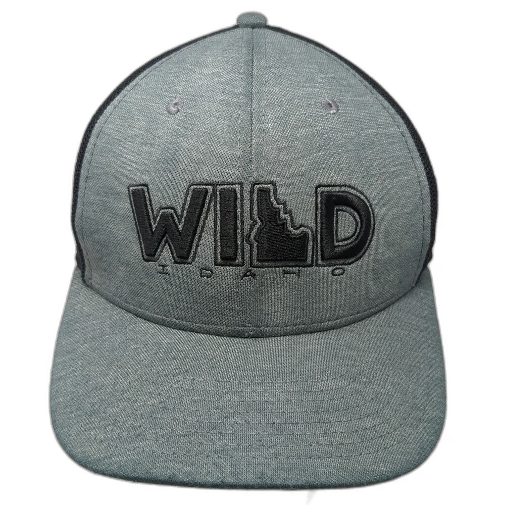 Perrine Man Press Trucker Hat Gray One Size Black Mesh Snapback Idaho Wild Hat